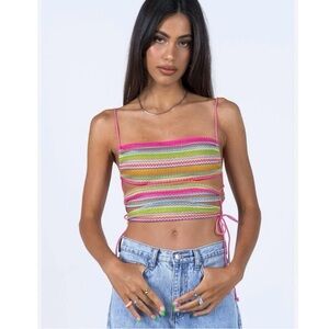 NWT Princess Polly Sutton Multi Stripe Knit Wrap Crop Top